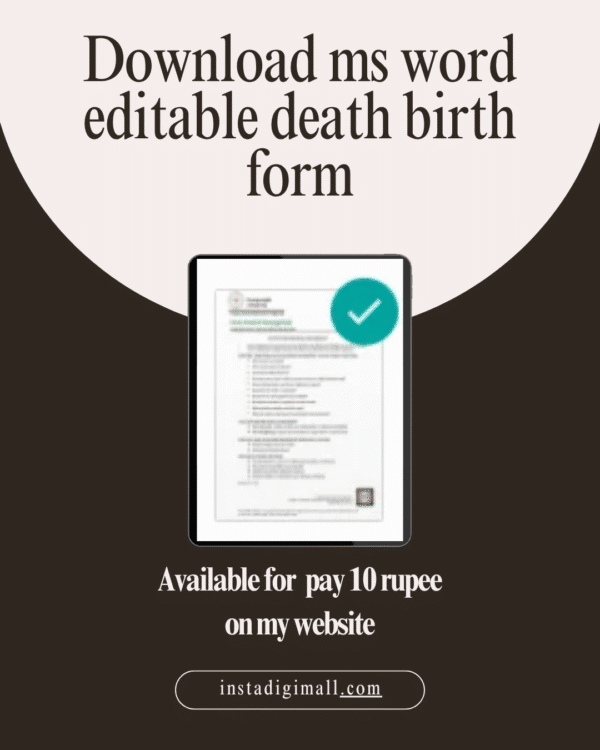 download Birth / Death Certificate Form in Hindi (MS Word editable)