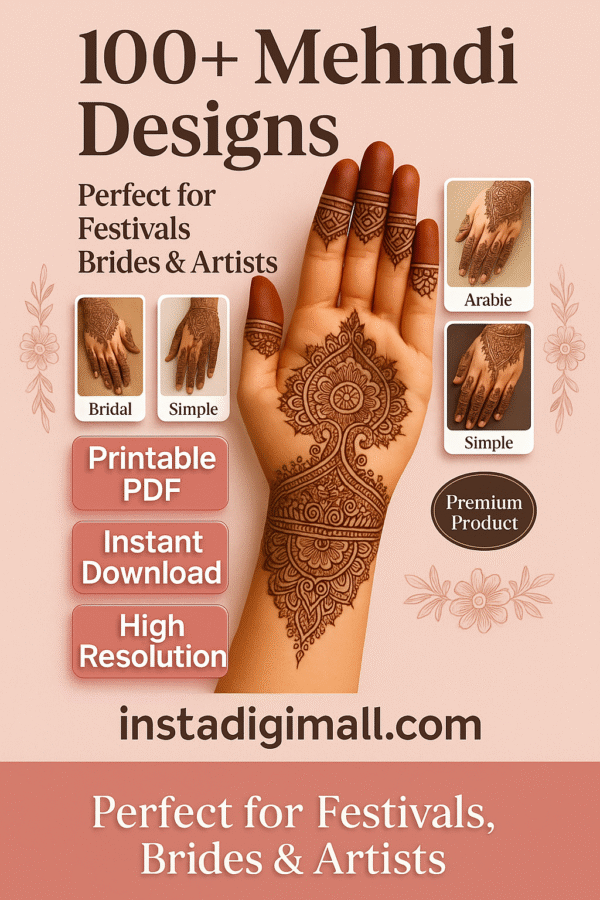 100+ Printable Mehndi Designs PDF –Simple Mehndi Designs, Best Foot & Hand, Arabic Style | Digital Download